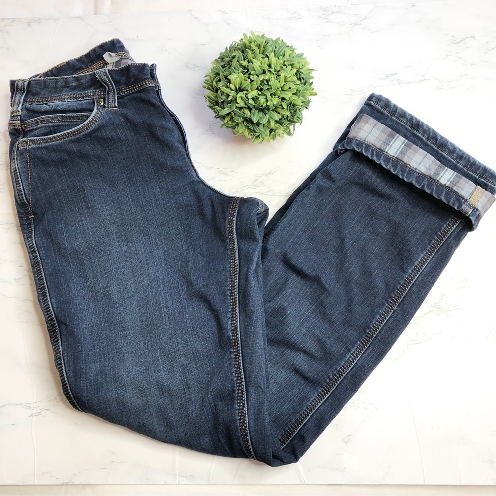 Carhartt mid-rise flannel lined jeans, tall. TTS